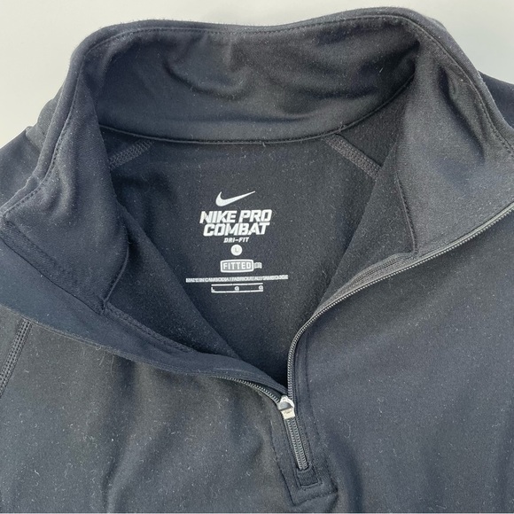 Nike Dri-Fi Women's Black Quarter Zip Pro Combat Fitted Long Sleeve Size Large - Picture 4 of 9